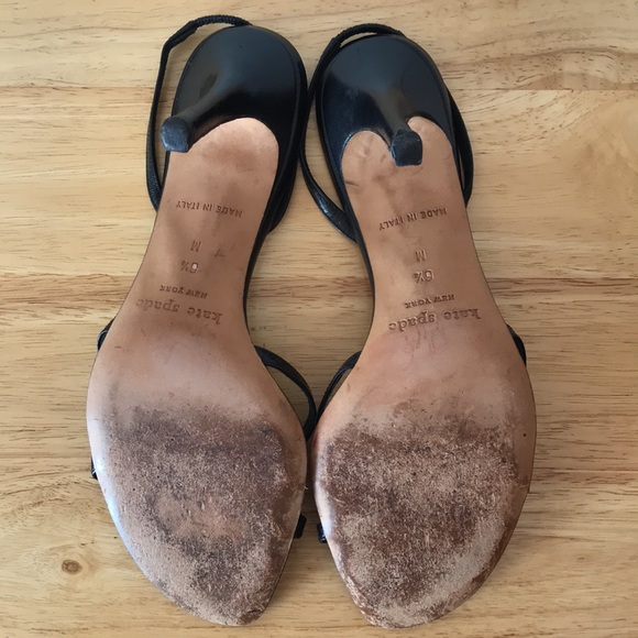 Kate Spade Black Strap Slingback Heels Size 6.5 - Picture 10 of 11